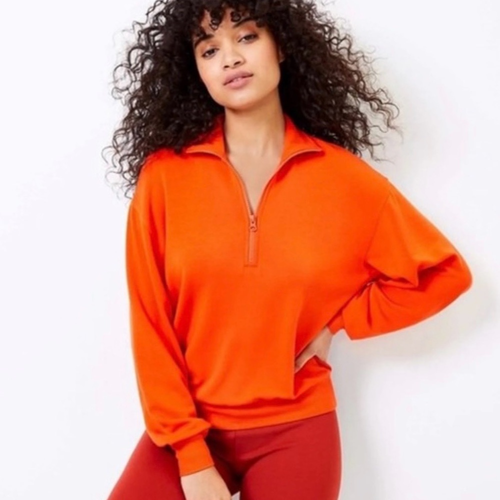 Lou & Grey Women's Bright Orange Half-Zip Sweatshirt